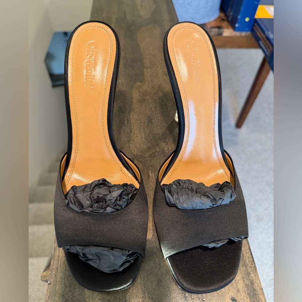 Off-White Black Open-Toe Heels